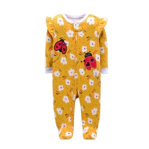 Jumpsuits Pasgeboren Meisje Jongen Lange Mouw 100% Katoen Leuke Bee Animal Print Bodysuit Nieuwe Baby kinderen Set G220606