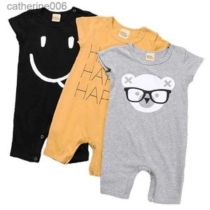 Jumpsuits Overalls voor babymeisjes Zomer Katoenen jumpsuit met korte mouwen Jongen 0 tot 3 6 12 24 maanden Body's Eendelige baby-onesie RomperL231101