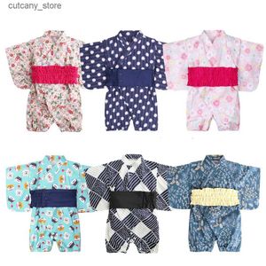 Combinaisons Kimono rétro été bébé fille vêtements barboteuse combinaison à manches courtes peignoir nouveau-né bébé Kimono unisexe Playwear Custume L240307