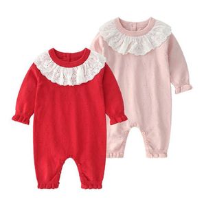 Jumpsuits lente baby babymeisjes rompers herfst lange mouw geboren schattige gebreide kledingjumpsuits