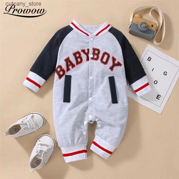 Combinaisons Printemps été bébé garçon vêtements bébé Baseball uniforme lettre impression combinaison pour genre nouveau-né salopette vêtements pour bébés bébé barboteuse L240307