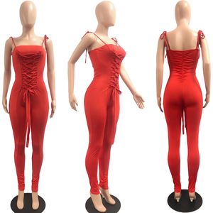 Combinaisons Vêtements d'été femmes bretelles barboteuses sans manches pulls décontracté solide moulante body 2XL noir Bandage Leggings en vrac 7024