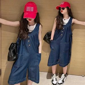 Jumpsuits Summer Spring Childrens and Girls Jeans Loose Style Childrens Denim Jumpsuits Childrens Jeans Denim Jumpsuits Y240520R44o