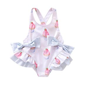 Monos para bebés y niñas, traje de baño de una pieza para niños, traje de baño de helado, ropa de baño