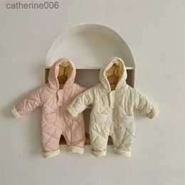 Jumpsuits Winter Baby Rompertjes Hoodie Jumpsuits Baby Meisjes Bontvoering Warm OutfitL231101