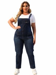 Jumpsuits Vrouwen Hoge Taille Plus Size Casual Straight Dames Vrouwelijke Denim Enkellange Jeans Rompertjes 6XL 7XL 8XL 443o #