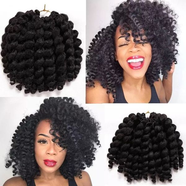 Extensions de cheveux Jumpy Wand Curl 8 pouces 20 mèches de cheveux tressés en fibres synthétiques