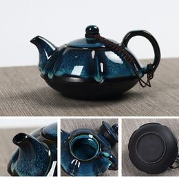 Jun Kiln Change Glaze Teapot, Temmoku Glaze Pot Handmade Kettle Kung Fu Teapot Chinese theeceremonie Leveringen Teapot 180ml