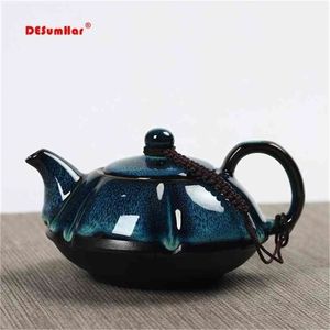 Théière de glaçure de changement de four Jun, pot de temmoku bouilloire faite à la main kung fu fournitures de cérémonie du thé chinois 180 ml 210724