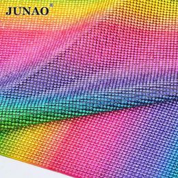 Junao 24 * 40cm Fix en verre coloré en verre Trime Tissure de tissu diamant en diamant en cristal applique Banding pour l'artisanat de bricolage 240409