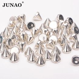 JUNAO 8mm 10mm Zilver Goud Kleur Studs Spikes Plastic Decoratieve Klinknagel Punk Klinknagels Voor Lederen Kleding Sieraden Maken ambachten 240219