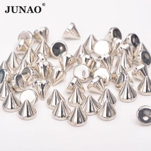 JUNAO 8mm 10mm argent or couleur goujons pointes en plastique décoratif Rivet Punk Rivets pour vêtements en cuir fabrication de bijoux artisanat 240219