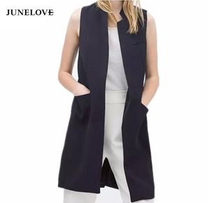 Junelove Nouveau blazer gilet occasionnel gilet gilet femmes collier debout