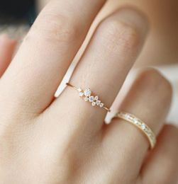 Junerain delicate CZ Crystal Rings For Women Girls Dainty Duny Ring Gold Silver Color Cubic Zirconia Ring Wedding Gift Sieraden H401845610
