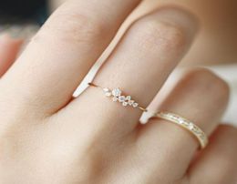 Junerain délicat CZ cristal anneaux pour femmes filles délicat mince anneau or argent couleur cubique zircone anneau de mariage cadeau bijoux H408758132