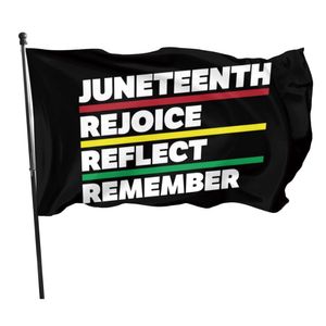 Juneteenth Rejoice Reflect Remember Drapeaux 0,9 x 1,5 m Bannières extérieures en polyester 100D Couleur vive de haute qualité avec deux œillets en laiton