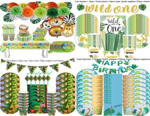 Jungle Birthday Party Decoration Table Disposable Table Voline Jungle Animal Forest Friends Zoo Thème Supplies Baby Shower Safari 220304777385