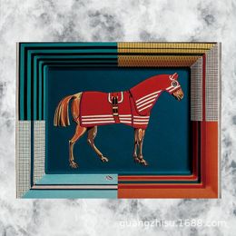 Mantel Individual de algodón y lino con diseño de caballo de la selva, tapete para jarrón, Cenicero de estilo chino, tapete, posavasos, accesorios de tiro de gama alta