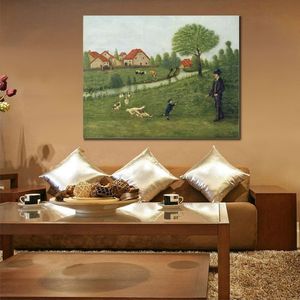 Jungle paysage toile Art enfant avec des oies Henri Rousseau peinture à la main beau décor de salle familiale