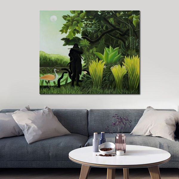 Jungle paysage toile Art serpent charmeur Henri Rousseau peinture fait à la main beau décor de salle familiale