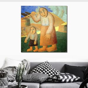 Jungle paysage toile Art femme avec seaux et enfant Henri Rousseau peinture fait à la main beau décor de salle familiale