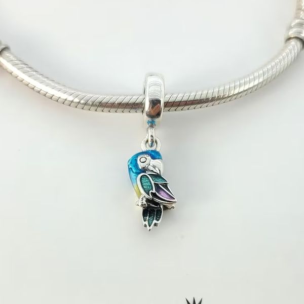 Jungle Paradise Parrot Pendant Charm 925 Sterling Silver Fit Charms Beld Bracelet Bijoux 791679C01 Fashion Gift Charm