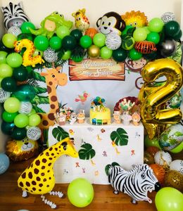 Kit de guirlande de ballons de fête à thème Jungle Safari avec des ballons d'animaux et des feuilles de palmier pour la décoration de fête d'anniversaire d'enfant, de réception de bébé 240130