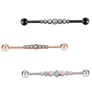 JUNLOWPY Industriel Barbell 16G Acier Chirurgical Oreille Piercing Bijoux pour Femmes Hommes Cartilage Boucle D'oreille Helix Anneaux 1 1/2 Pouce 50pcs