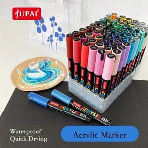 JUPAI 5510-12/24/36/48/60 Kleurrijke reclame Schilderen Briefpapier Keramisch Glas doek Graffiti Waterdichte acryl Marker Pen 231227
