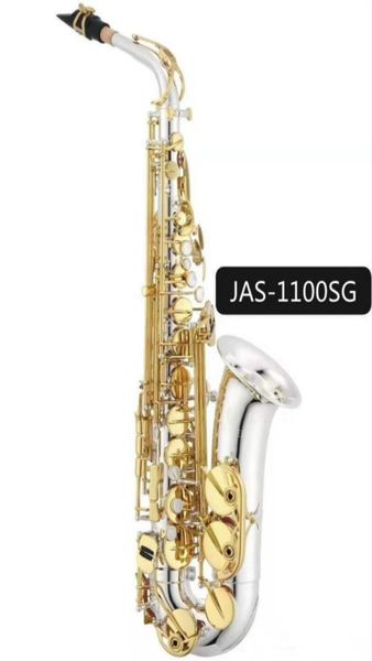 Júpiter Jas1100Sg Alto Saxofón EB Tune Instrumento musical de latón Níquel Cuerpo plateado Lacas de oro llave con estuche BoTOP2539077