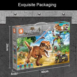 Jurassic Dino World Building Blocks Tyrannosaurus off-road voertuig Triceratops Transport Truck Dinosaur Figuren Bricks Diy Toys