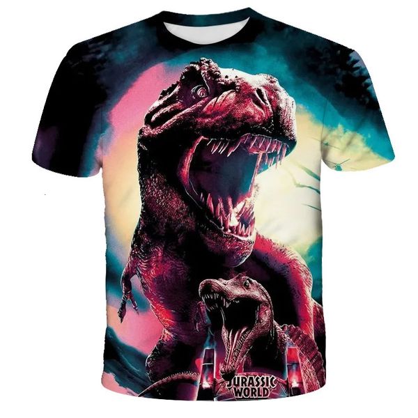 Jurassic World Dinosaur T-shirt Enfants d'anniversaire cadeau Tshirts Baby Clothes Kids Boys Filles 3D Carton imprimé 240511