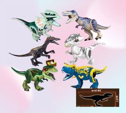 Bloques de construcción de la familia de dinosaurios del Parque Jurassic World, conjunto asequible, Tiranosaurio Rex, juguetes educativos, regalo para H0824272F3339454