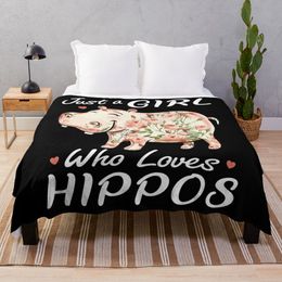 Juste une fille qui aime les hippopotates fleur hippopotamus couverture couvertures rétro couvertures simples à couverture décorative