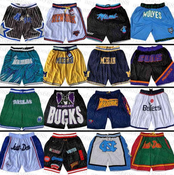 Just Don 2022 University of Michigan Basketball Shorts Seattle Supersonic Indiana Good Pocker Shorts North Carolina STA3350535