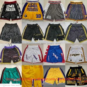Just Don Retro XS-3XL Basketball Shorts Classic Los 24angeles 8 Black Mamba avec Pocket West All-Stars Lower Merion College Breathable Beach