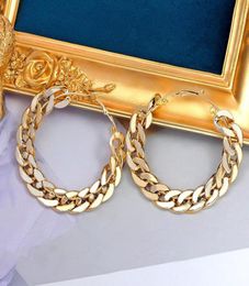 JUST FEEL 2020 nouveau Design Vintage chaîne boucle d'oreille pour les femmes grand or argent couleur ronde Brincos bijoux femme déclaration cadeau6094427