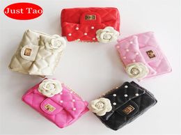 Just Tao Childrens Fashion Cuir Purse Baby Kid Kid Flower Perle Sacs Toddlers Small Coin Purse Portefeuilles enfants JT0252368106