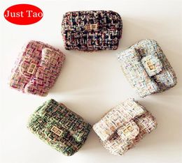 Just Tao Girls Classic Fashion Tweed Messenger Bags Girls Small Brand Purse Toddlers Mini Wallets Little Baby Girls Coin Bags JT02224057