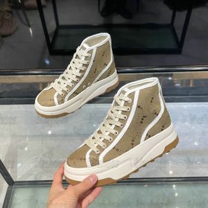 2023 Women's G high top Canvas Sneaker 746768 Designer chunky Shoes Tennis Flat Sneakers Lace-up Rubber sole with Interlocking G Mid height