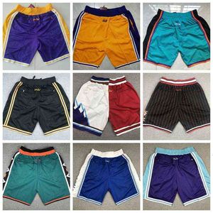 Gewoon groothandel Don Basketbal Shorts Rits Sweatpants Hip Pop Sport Korte gestikte broek met Pocket Mitchell en N Retro