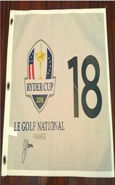 Justin Thomas 2018 Ryder Cup Collection Tekende Signatured Signatured Open Masters Glof Pin Flag7234205