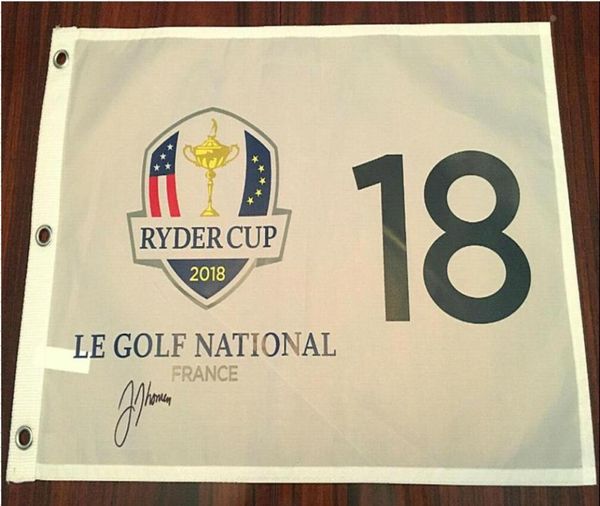 Justin Thomas 2018 Ryder Cup Collection Signed Signatured autographié Open Masters Glof Pin Flag8994598