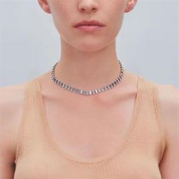 Justine clenqet nieuwe mode-persoonlijkheid Kettingontwerp Europese en Amerikaanse hiphop streetwear diamanten halsketting2470