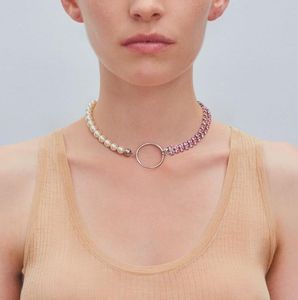 Justine clenquet nouveau collier de diamant de poudre de zircon de perle de femmes double couture chaîne de clavicule cadeau d'anniversaire