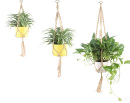 Maceta colgante de macramé con cuerda de yute, cesta para colgar en la pared, arte de pared, colgador de plantas de inspiración vintage para maceta, decoración del hogar para interiores y exteriores 4535870