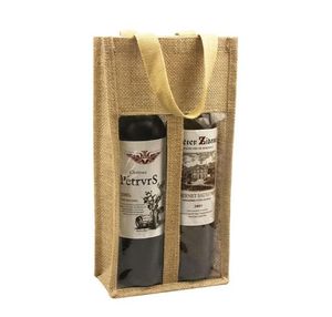 Vin de jute pour transporteur Réutilisable Burlap Tote Sacs Fenêtre transparente avec des poignées Sac-cadeau Rangement de voyage pour les vacances de mariage