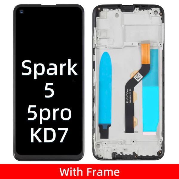 Affichage LCD OEM d'origine Juvino pour Tecno Spark 5 / Spark 5 Pro LCD KD7 Affichage de l'écran d'écran Remplacement de l'écran avec des outils de réparation