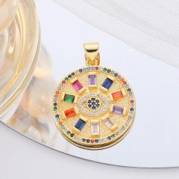 JUYA 18K REAL Gold plaqué de luxe arc-en-ciel zirconi étoile libellule arbre de vie abeille amour cœur rond grec pendants de charme oculaire maléfique