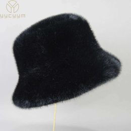 JVC2 Bérets False Mink Fur Berets Elegant Womens Winter Caps Nouveau design Fashion Hat de fourrure artificielle tricotée False Falen Mink Fur Bons Hat D240418